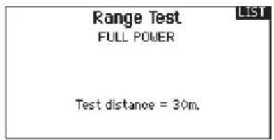 Range Test FULL POWER Test distance = 30m.