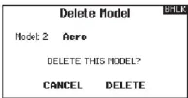 Delete Model Model: 2 Aero DELETE THIS MODEL? CANCEL DELETE