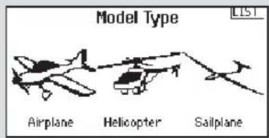 Model Type LIST Airplane Helicopter Sailplane