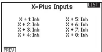 X-Plus Inputs LIST X + 1: Inh X + 5: Inh X + 2: Inh X + 6: Inh X + 3: Inh X + 7: Inh X + 4: Inh X + 8: Inh PREV