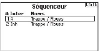 Séquenceur LISTE Inter Noms 1A Trappe / Roues 2 Inh Trappe / Roues