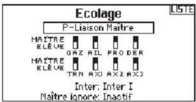 Ecolage P-Liaison Maitre HAITRE ELÈVE GAZ AIL PRODER HAITRE ELÈVE TRN AXI AX2 AX3 Inter: Inter I Maitre ignore: Inactif LISTE