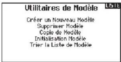 Utilitaires de Modèle Créer un Nouveau Modèle Supprimer Modèle Copie de Modèle Initialisation Modèle Trier la Liste de Modèle