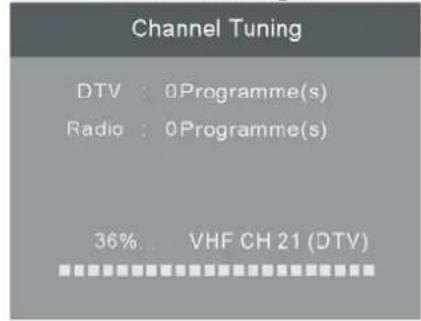 Channel Tuning DTV : 0Programme(s) Radio : 0Programme(s) 36% ... VHF CH 21 (DTV)