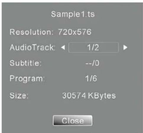 Sample1.ts Resolution: 720x576 AudioTrack: 1/2 Subtitle: --/0 Program: 1/6 Size: 30574 KBytes Close
