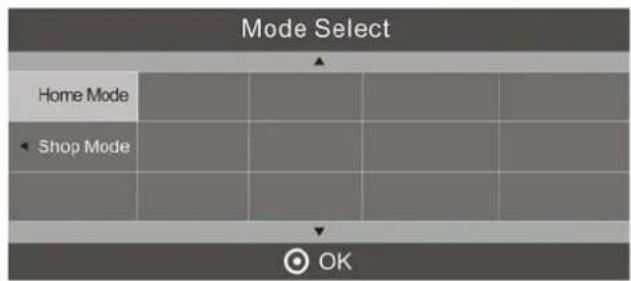 Mode Select Home Mode Shop Mode OK