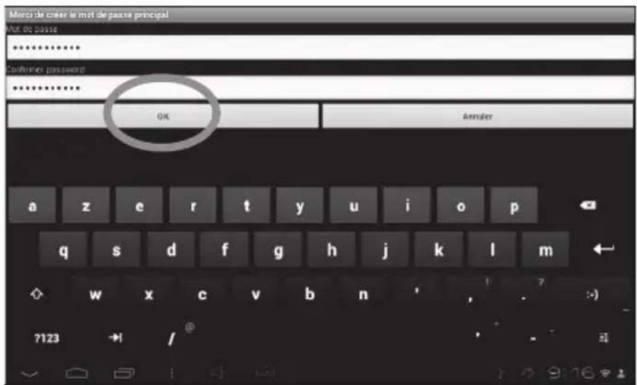 Mercis de créer le met de paase principal Avr. de paase ****** Fouhimer passwords ****** OK Annuler a z e r t y u i o p q s d f g h j k l m ◇ w x c v b n ', 1 . ? >) ?123 → /