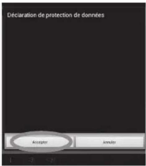 Déclaration de protection de données Acceptor Annuler