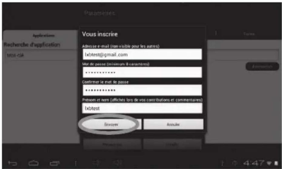 Paramètres Applications Recherche d'application M06-CA Vous inscrire Adresse e-mail (non visibie pour les autres) Ixbtest@gmail.com Mir de passe (minimum 8 caractères) ****** Confirmer le mot de passe ****** Prenom et nom (affichés lors de vos contributions et commentaires) Ixbtest Envoyer Arzules