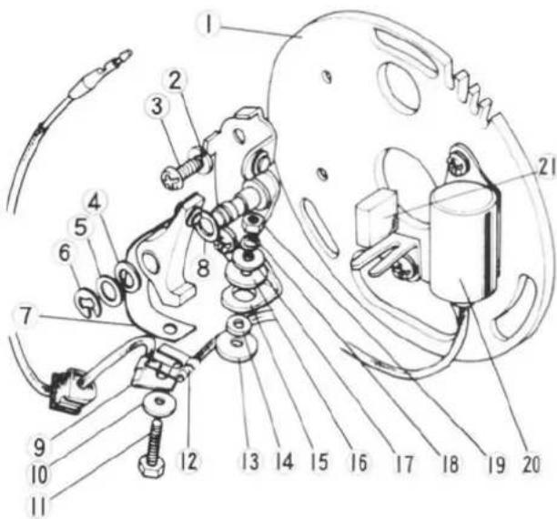 Technical diagram of a mechanical assembly with numbered components for identification