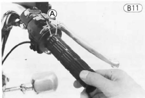 Close-up of a hand using a tool to adjust or install a mechanical component, labeled A and B11 (no readable text or symbols beyond labels)
