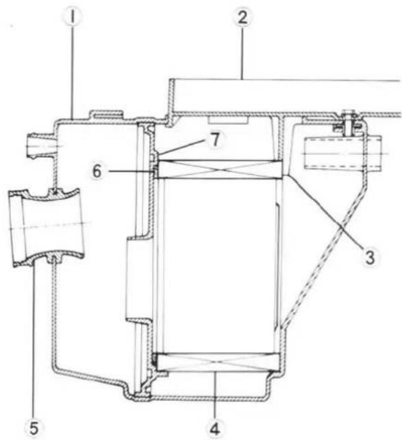 Technical diagram of a mechanical device with numbered components for identification