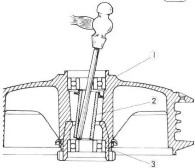 Technical diagram of a mechanical device with labeled components and flow direction indicators