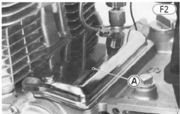 Close-up of a mechanical assembly with labeled component A, no readable text or symbols present