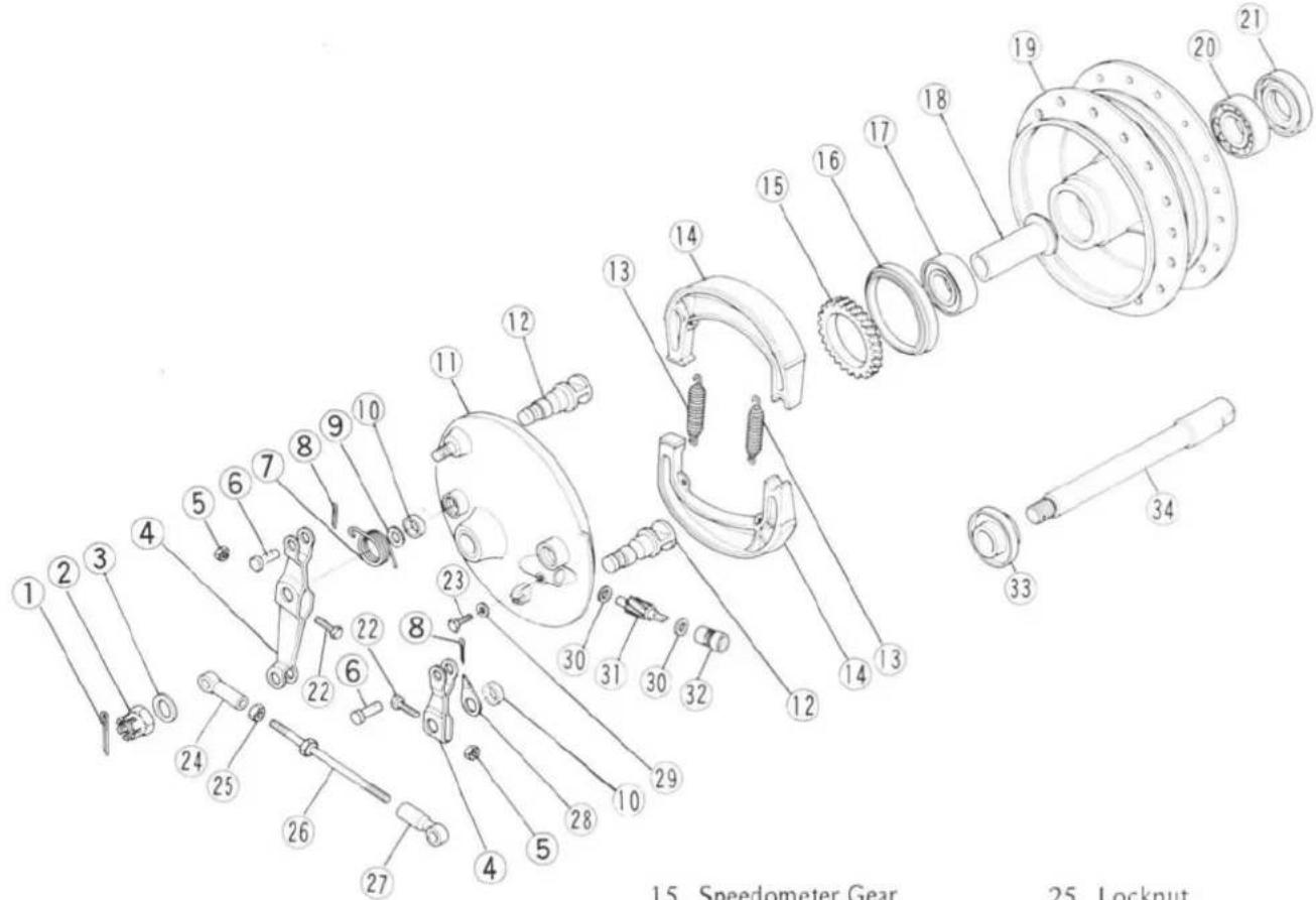 15. Speedometer Gear 25. Locknut