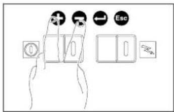 Diagram showing hand gesture interacting with switches and a switch labeled 'Esc' with directional arrows