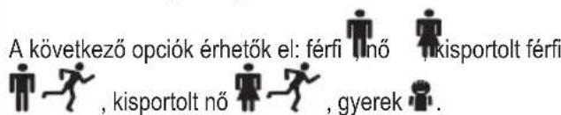 A következő opciók érhetők el: férfi nő , kisportolt férfi , kisportolt nő , gyerek .