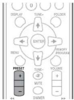 DISPLAY TUNE- FOLDER ENTER MENU MEMORY PROGRAM PRESET + - TUNE- MUTE VOLUME + - DIMMER