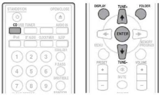 STANDSYON OPENCLOSE CD USB TUNER AUDIO IN IPD BT AUDIO CLOCKTIME SLEEP 1 2 3 4 5 6 7 8 9 RANKIN DISPLAY TUNE+ FOLDER ENTER MENU MEMORY PROGRAM PRESSET TUNE- VOLUME + - MUTE -