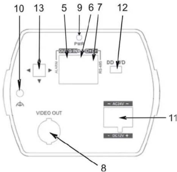 10 13 5 9 6 7 12 PWR OUTG INO+D+E AL/AVR RS-485 DD V/D VIDEO OUT AC24V - DC12V + 8 11