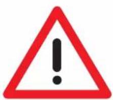 Warning sign with red triangle and black exclamation mark