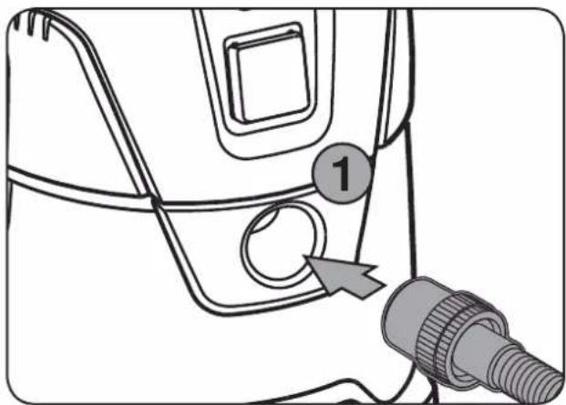 Technical diagram showing a mechanical component with labeled parts and an arrow pointing to a threaded component.