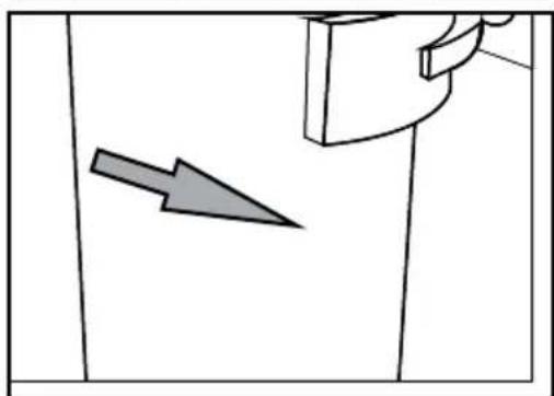 Simple line drawing of a door with an arrow pointing to the side panel (no text or symbols)