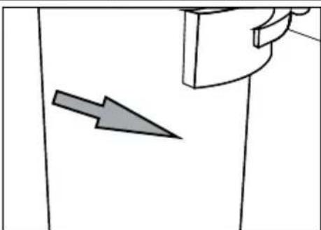 Simple line drawing of a door with an arrow pointing to the side panel, no text or symbols.