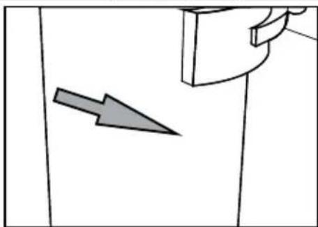 Simple line drawing of a door with an arrow pointing to the side panel (no text or symbols)