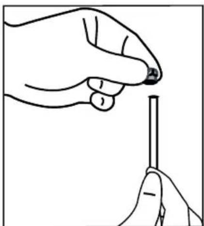 Line drawing of a hand holding a pen tip, no text or symbols present