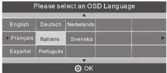 Please select an OSD Language English Deutsch Nederlands Français Italiano Svenska Español Português OK