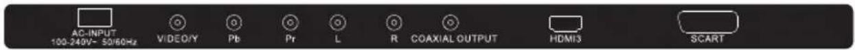 AC-INPUT 100-240V~ 50/60Hz VIDEO/Y Pb Pr L R COAXIAL OUTPUT HDMI3 SCART