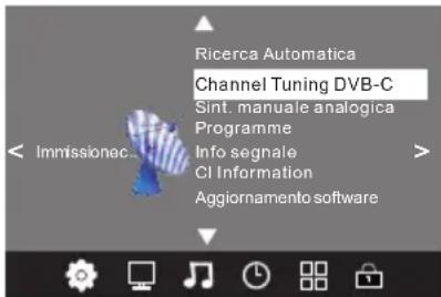 Ricerca Automatica Channel Tuning DVB-C Sint. manuale analogica Programme Info segnale CI Information Aggiornamento software