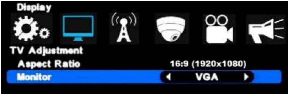 Display TV Adjustment Aspect Ratio 16:9 (1920x1080) Monitor VGA