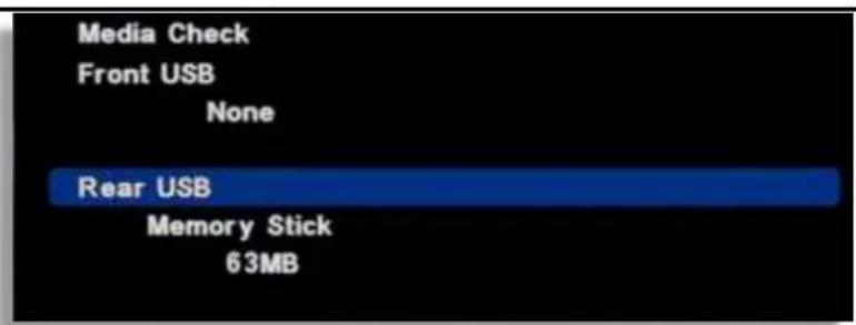 Media Check Front USB None Rear USB Memory Stick 63MB