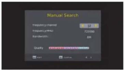 Manual Search Frequency Channel 52 Inrequency, gMHz 723000 Bandwidth: 884 Quality C:\Users\Search\1.0.0\1.0.0\1.0.0\1.0.0\1.0.0 Ext Custom 4 3