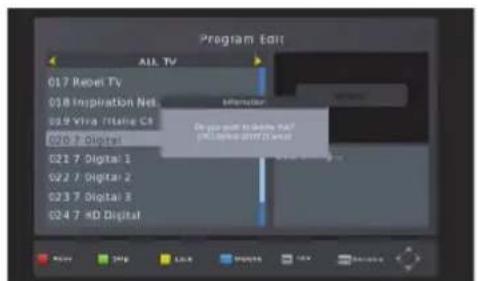 Program Edit ALL TV 017 Revoi Ty 018 Inspiration Net 029 Vira /Titalre C3 030 7 Digital 021 7 Digital 1 022 7 Digital 2 023 7 Digital 3 024 7 xD Digital Information On you start to close the X/Y (OR) double X/Y (I/II)