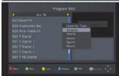 Program Edit ALL TV 017 Robert TV 018 Empirations Net. 019 Viva Italia CA 020 7 Digital 021 7 Digital 1 022 7 Digital 2 023 7 Digital 3 024 7 HD Digital Favorite Type Disable Music News Spark Music