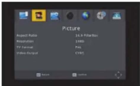 Picture Aspect Ratio 16.9 Pictation Respiration 10000 TV Format PAL Video Output CVPS