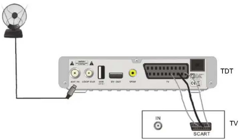 TDT ANT IN LOOP OUT USB DV OUT SPD TV IN SCART TV