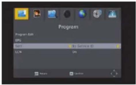 Program Program Edit EPS Sort By Service ID LCN DN Recycle Cancel