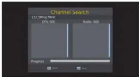 Channel Search 212.5MHz/THHz DV000 Radio 000 Progress 4000 4000