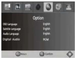 Option 050 Language English Display Language English Audio Language English Digital Audio PCM