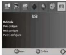 USB Multimedia Photo Configure Movie Configure PVR Configure