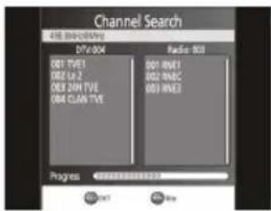 Channel Search DVD: 300MHz DVD: 004 001 TVE1 002 La 2 003 20H TVE 004 CLAM TVE Radio: 801 001 MHz1 002 MHzC 003 MHz3 Progress 001 TVE1 002 La 2 003 20H TVE 004 CLAM TVE