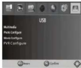USB Multimedia Photo Configure Video Configure PVR Configure