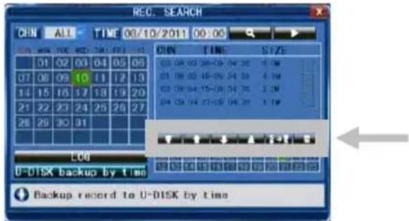 REC. SEARCH CHN ALL TIME 03/10/2011 00:00 CHN TIME SIZE 01 02 03 04 05 06 07 08 09 10 11 12 13 14 15 16 17 18 19 20 21 22 23 24 25 26 27 26 29 30 31 LOG U-DISK backup by time Backup record to U-DISK by time