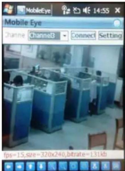 Mobile Eye Channel Channel Connect Setting fps=15,size=320x240,bitrate=131kb