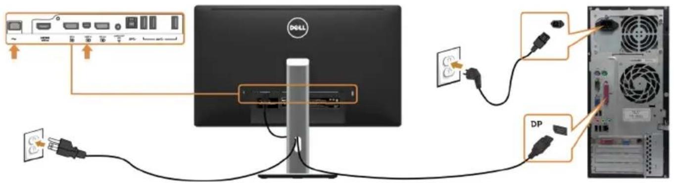DELL Professional P2715Q - Raccorder le câble DP (ou mDP) - 1