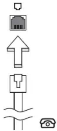 Diagram showing five types of electrical connectors and a telephone, including a fuse, socket, up/down arrow, and ground symbol.